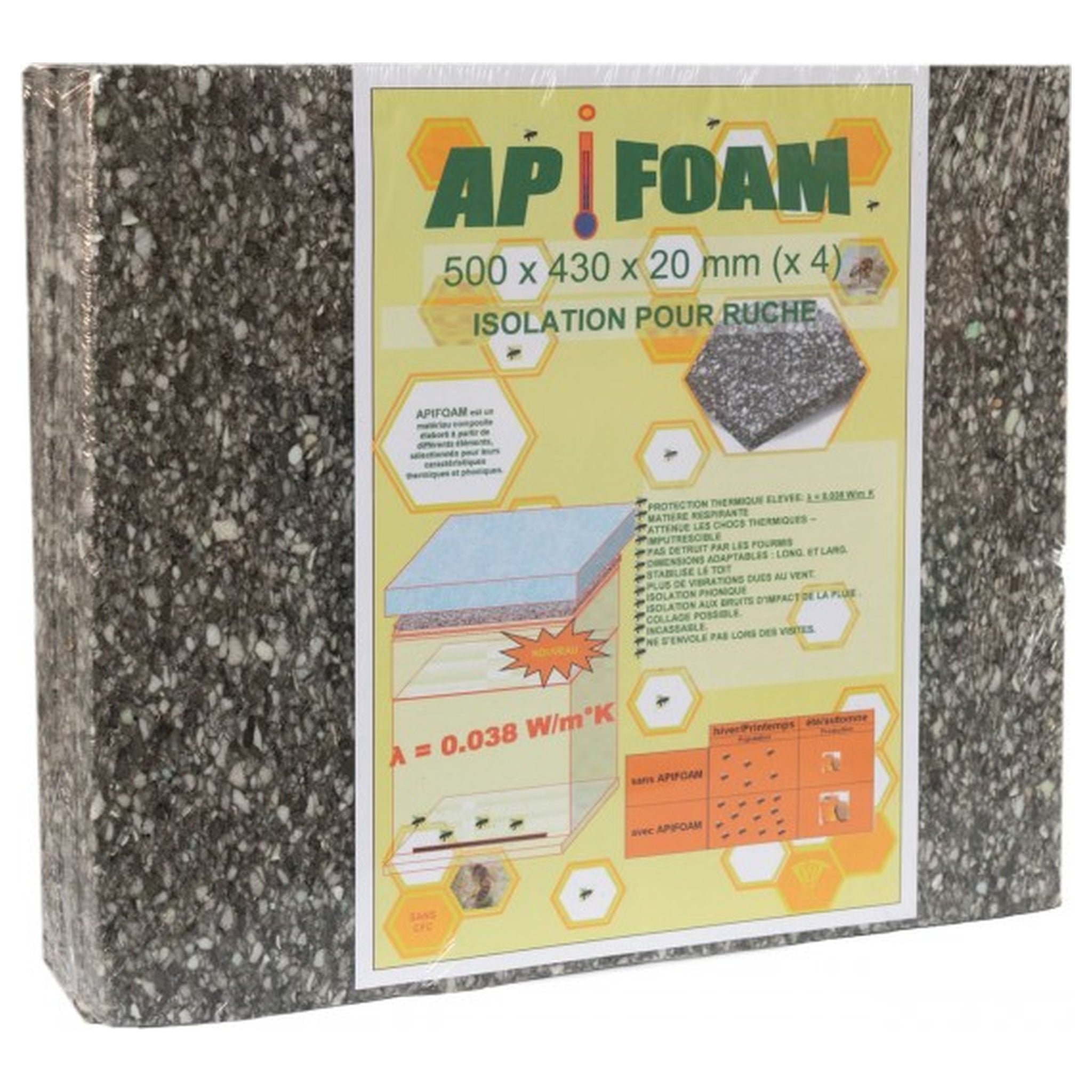 Plaque isolante Apifoam pour couvre-cadres Dadant 10 cadres