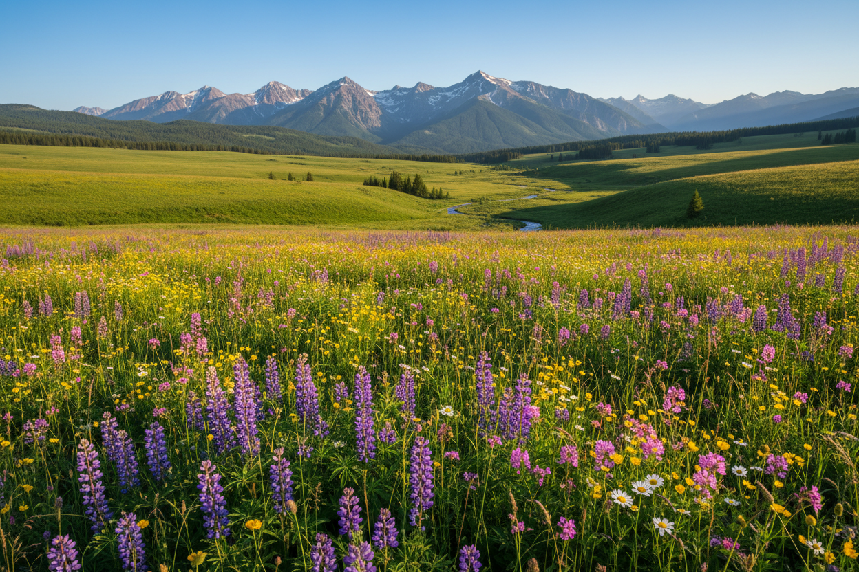 fleurs de montagne et champs